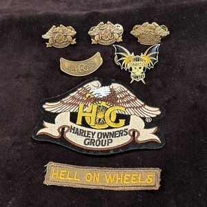 Harley-Davidson HOG Pins and Patches Set - Gold and Black